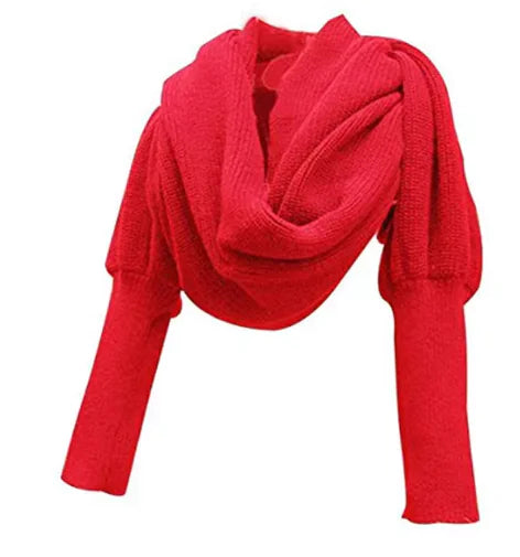 COZY KNIT WOOL SLEEVED SCARF SHAWL