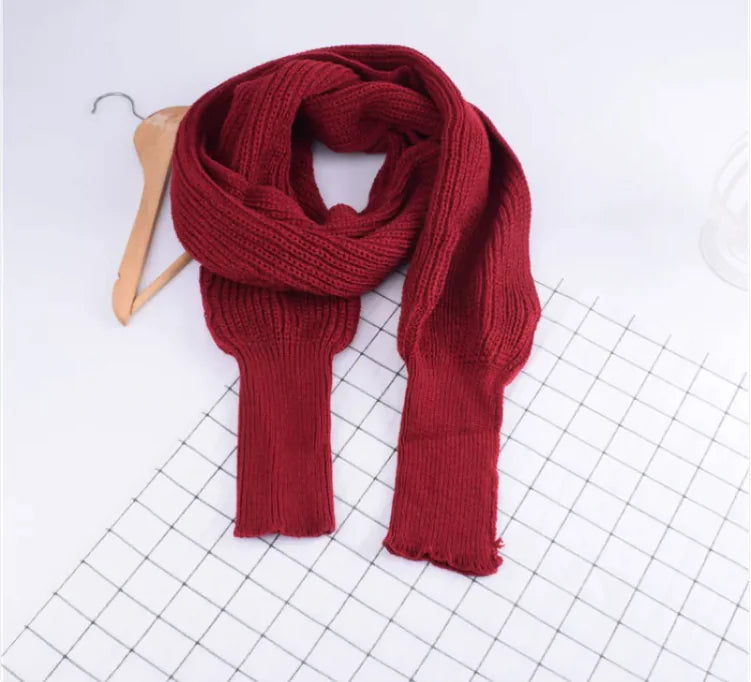 COZY KNIT WOOL SLEEVED SCARF SHAWL