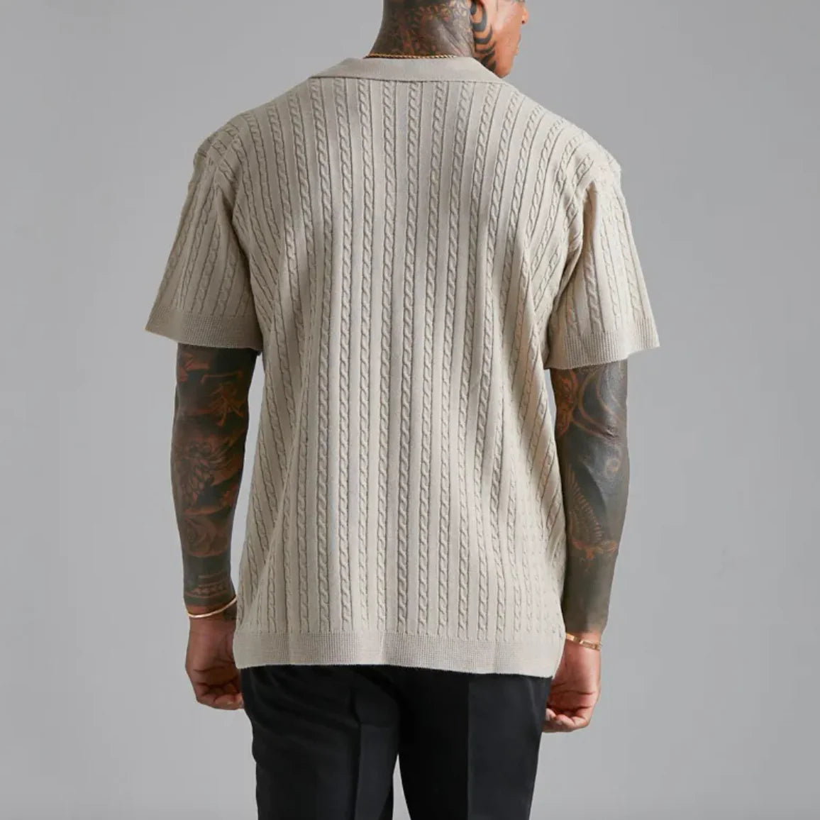 MEN'S KNIT BUTTON-UP SHIRT