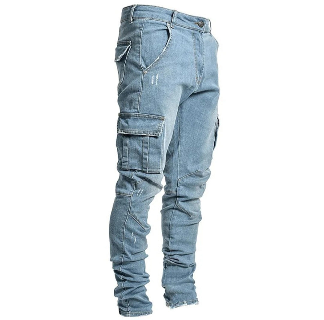 SLIMFIT JEANS CARGO-BLUE&BLACK