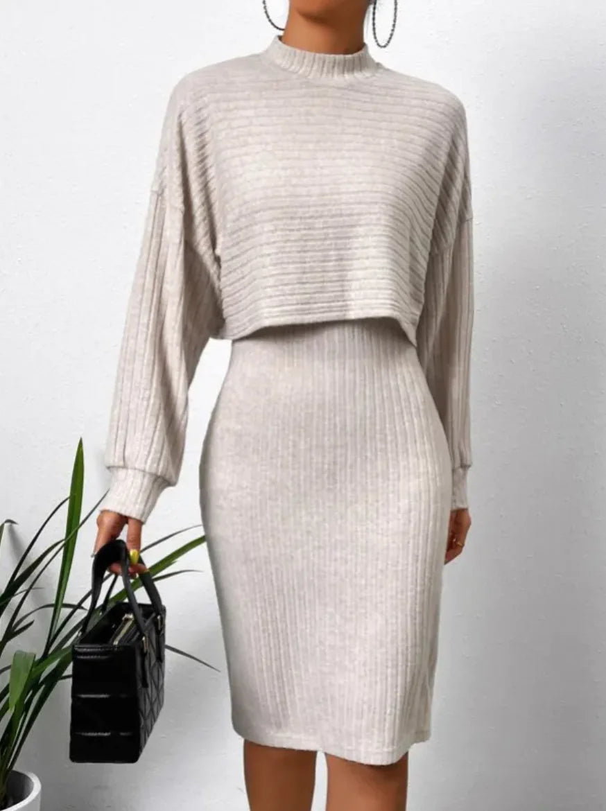 ELEGANT RIBBED KNIT TWO-PIECE SET