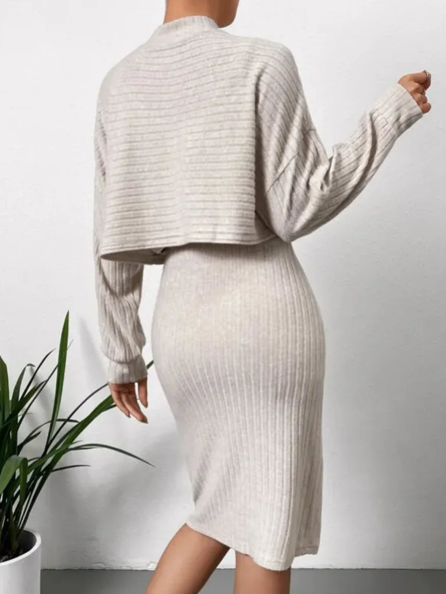 ELEGANT RIBBED KNIT TWO-PIECE SET