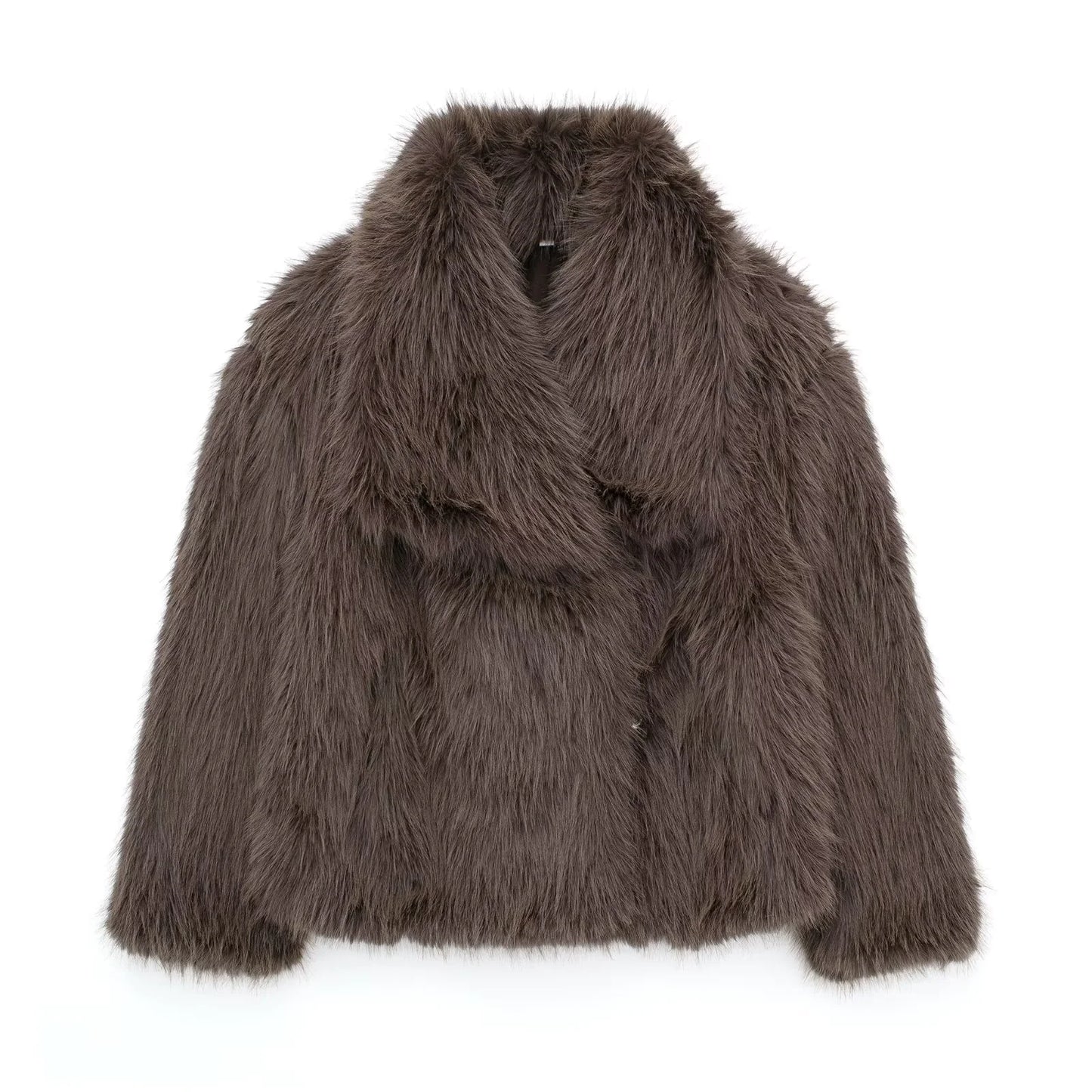 LUXURIOUS DARK FAUX FUR JACKET