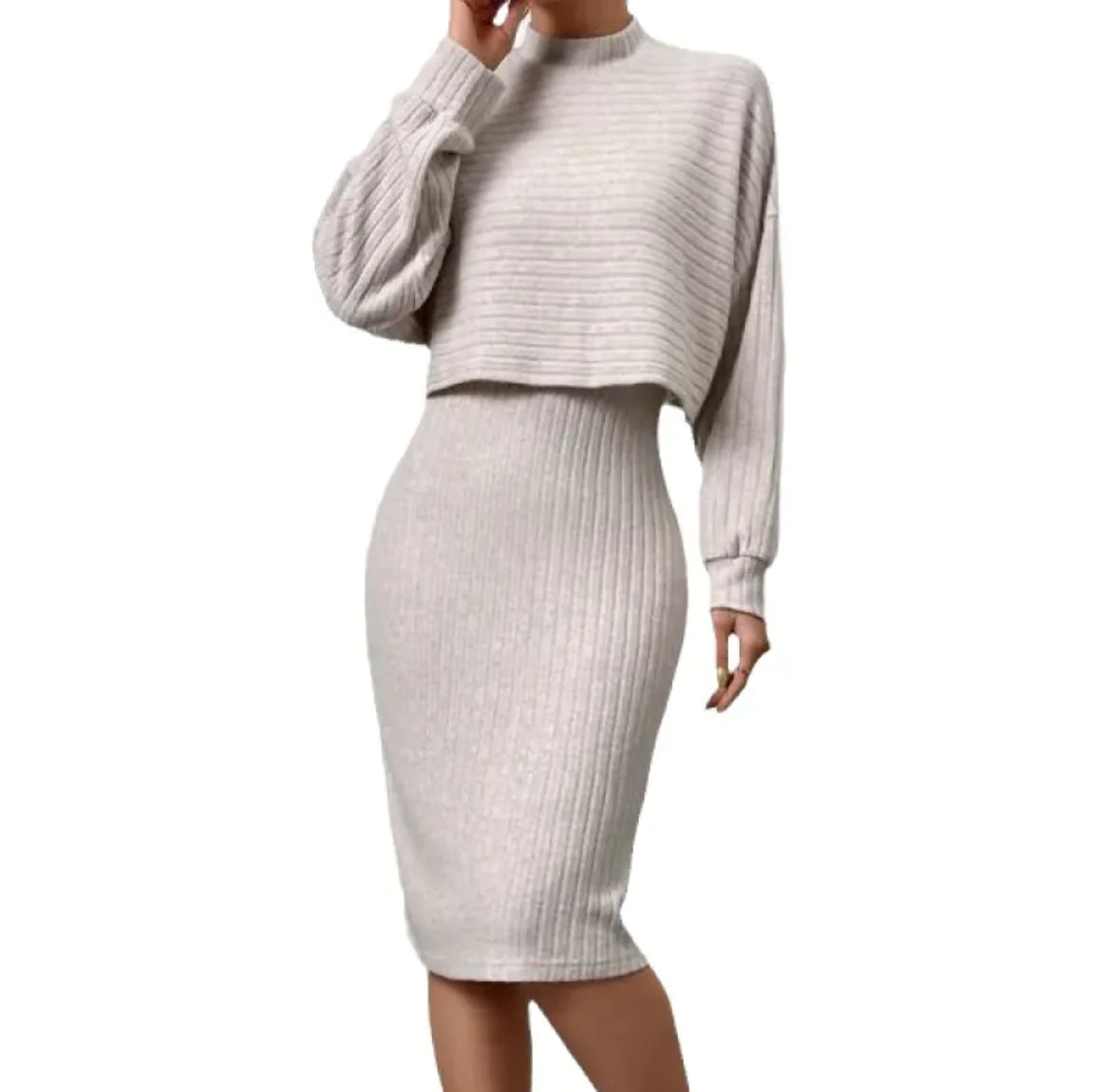 ELEGANT RIBBED KNIT TWO-PIECE SET