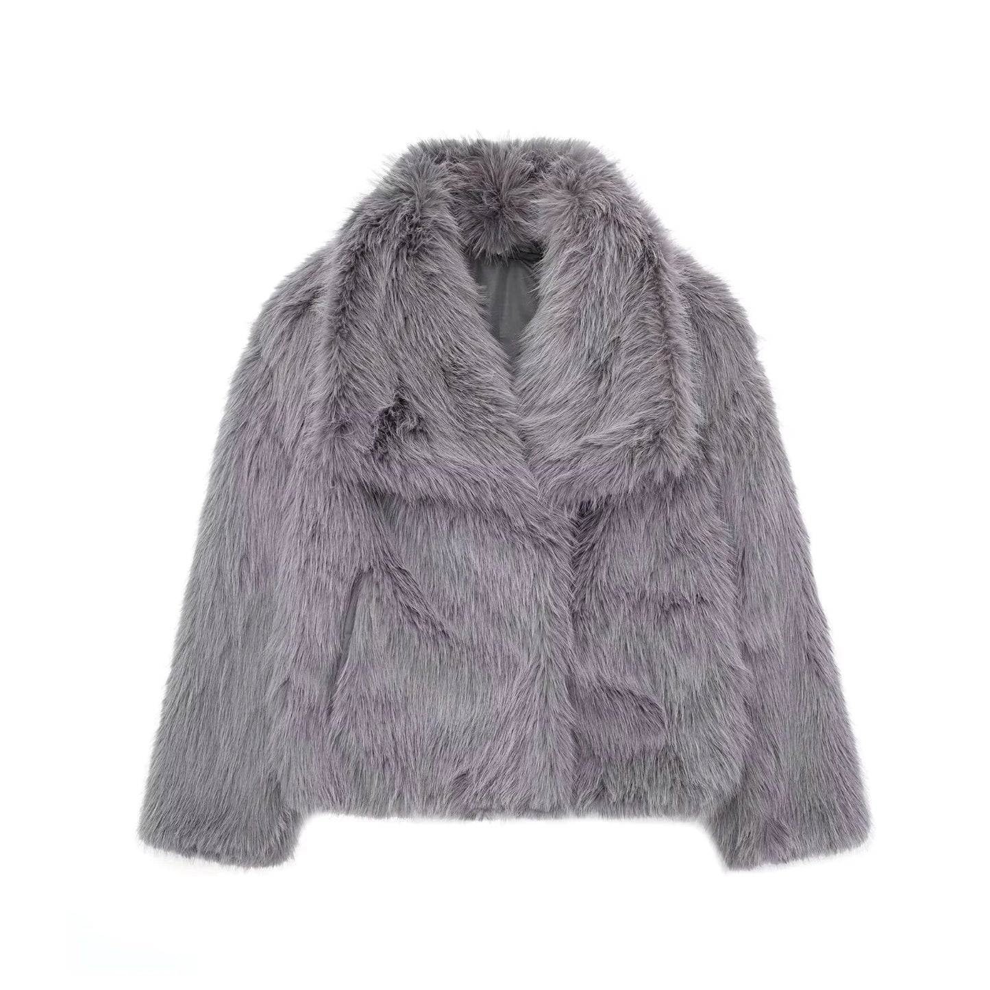 LUXURIOUS DARK FAUX FUR JACKET