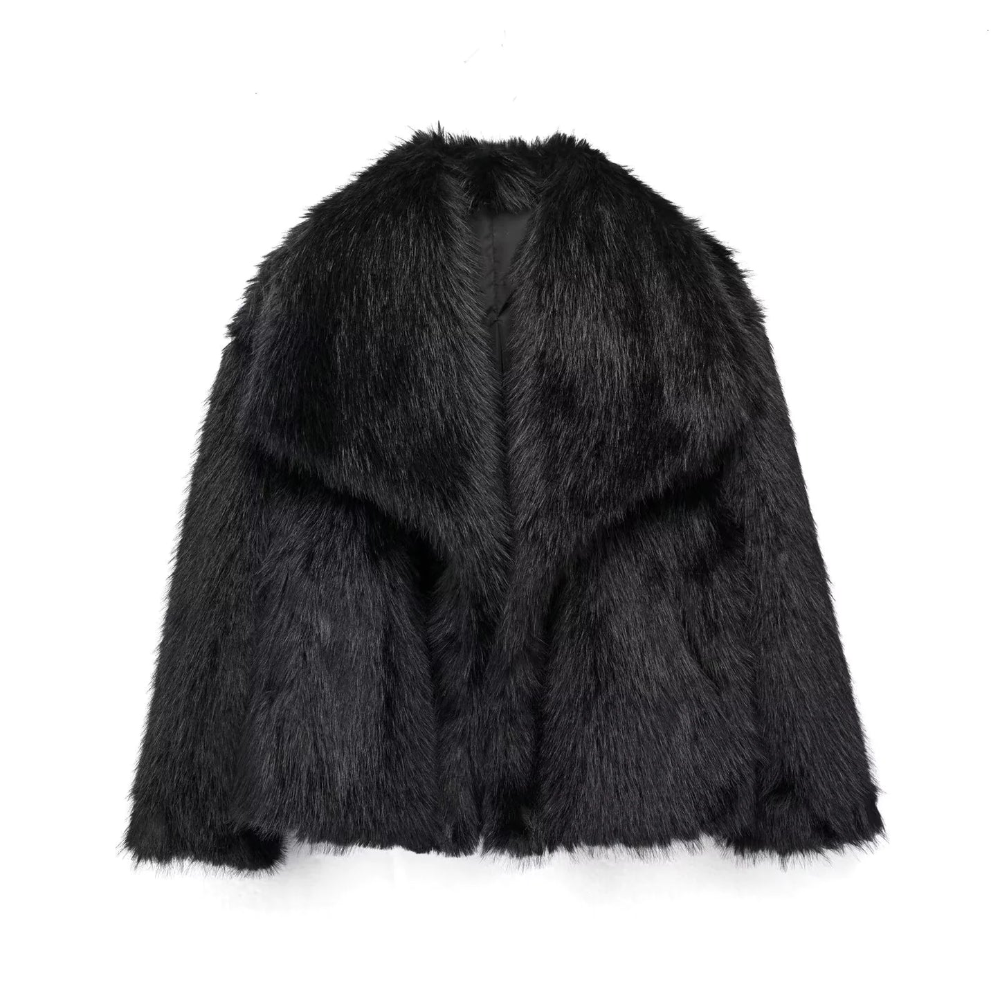 LUXURIOUS DARK FAUX FUR JACKET