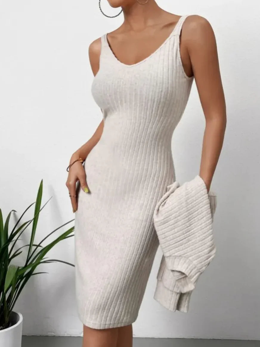 ELEGANT RIBBED KNIT TWO-PIECE SET